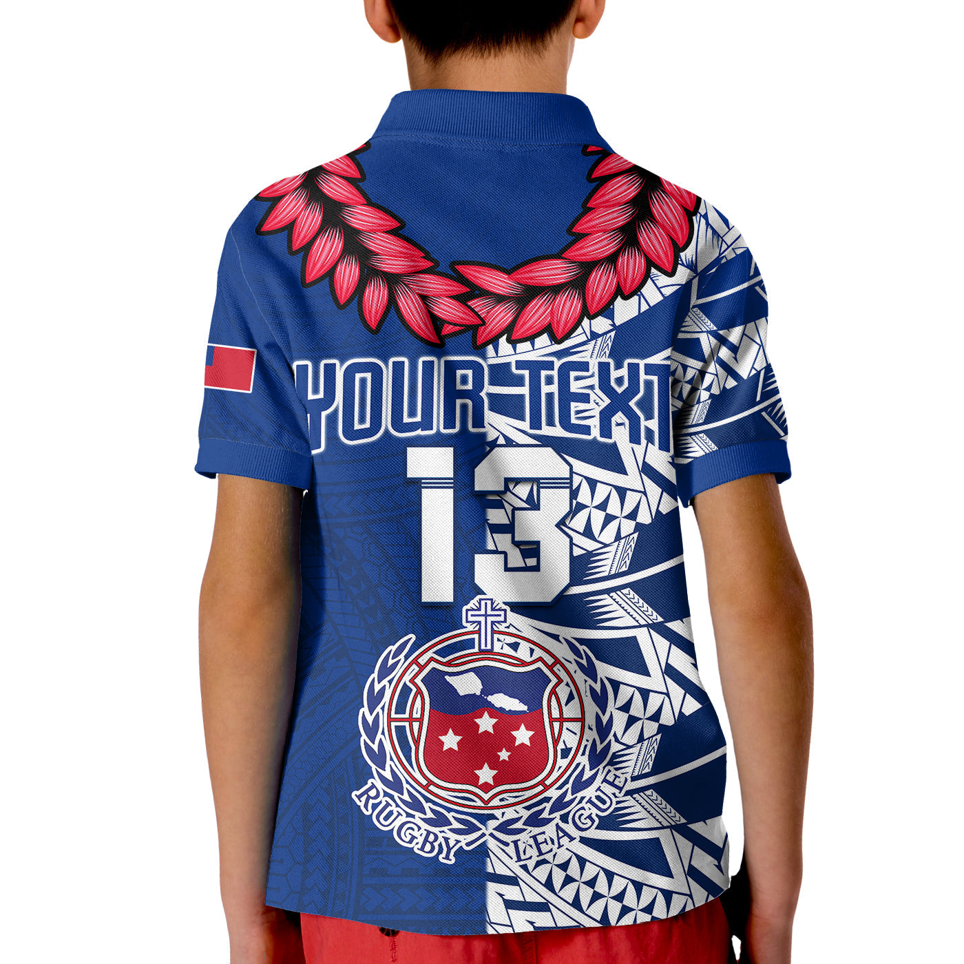 (Custom Personalise Text and Number) Toa Samoa Rugby Polo Shirt Siamupini Ula Fala Blue LT13