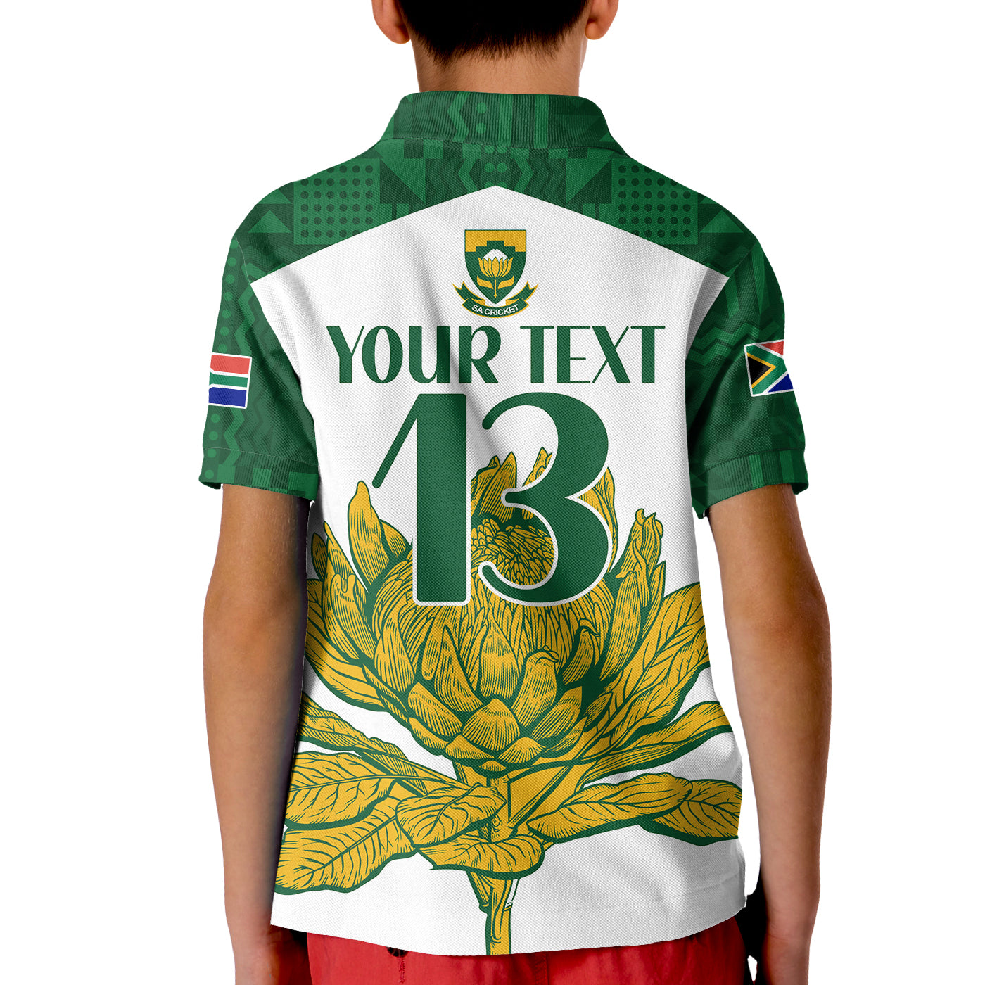 (Custom Text and Number) South Africa Cricket Polo Shirt Go Proteas Boxing Day Test LT13