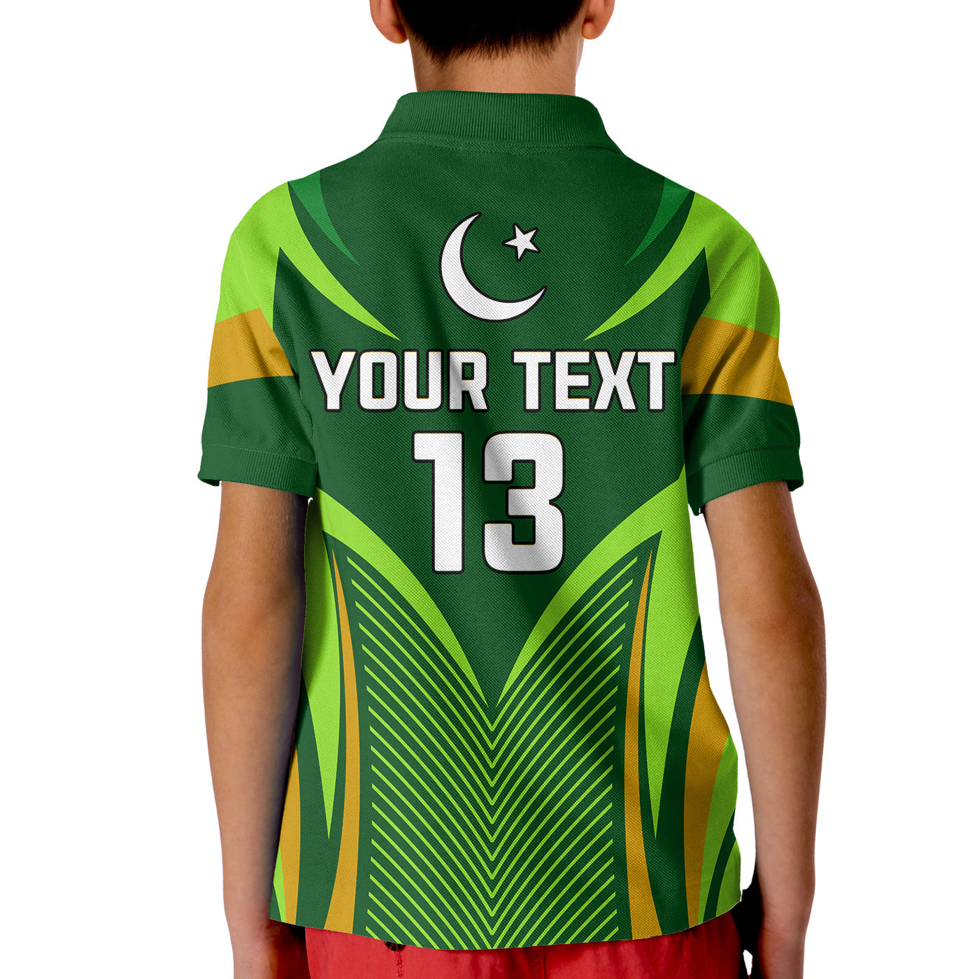 (Custom Text and Number) Pakistan Cricket Polo Shirt Green Shaheens Champion LT13