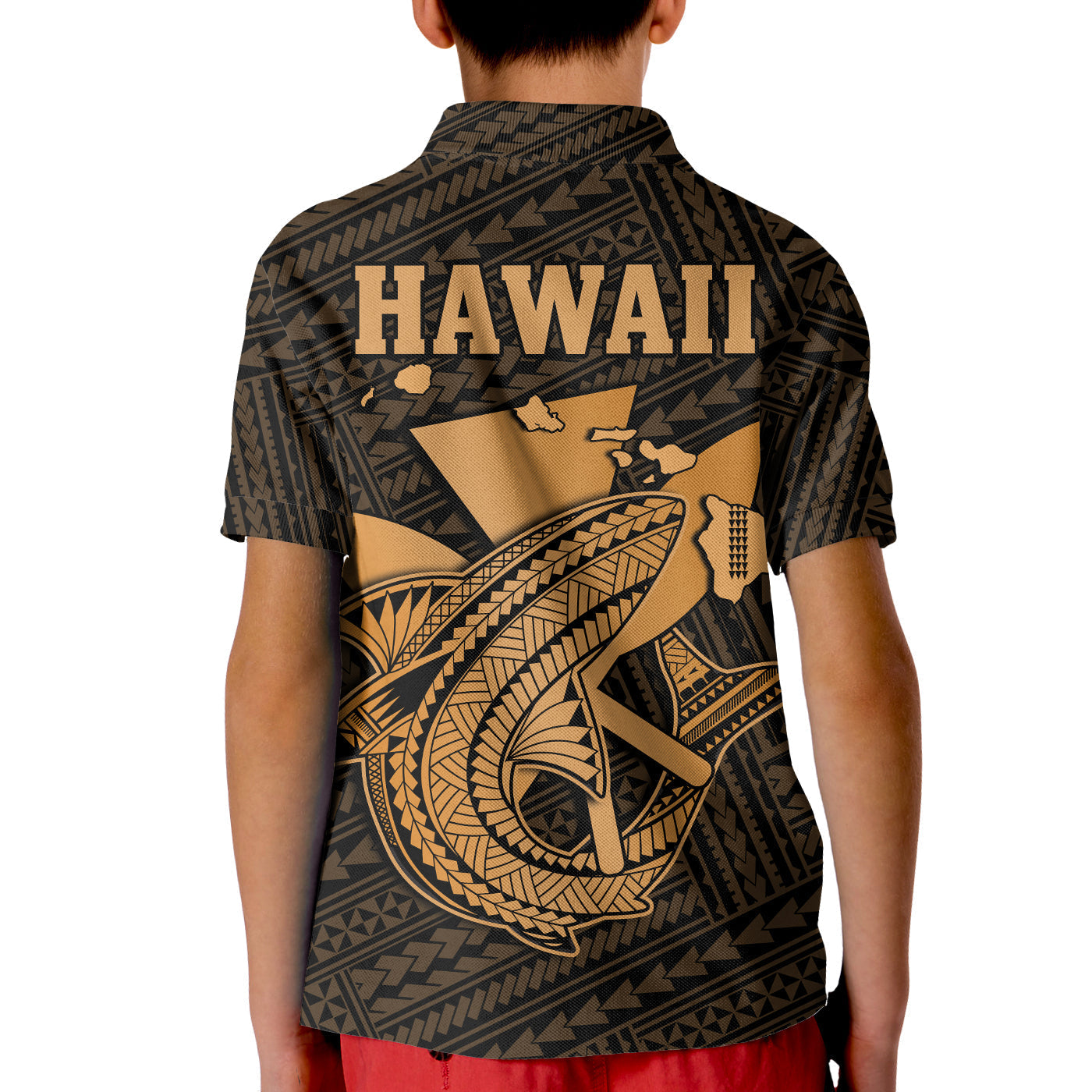 Custom Hawaii Polo Shirt Kakau Kanaka Maoli Combine Polynesian Shark Ver.01 LT14