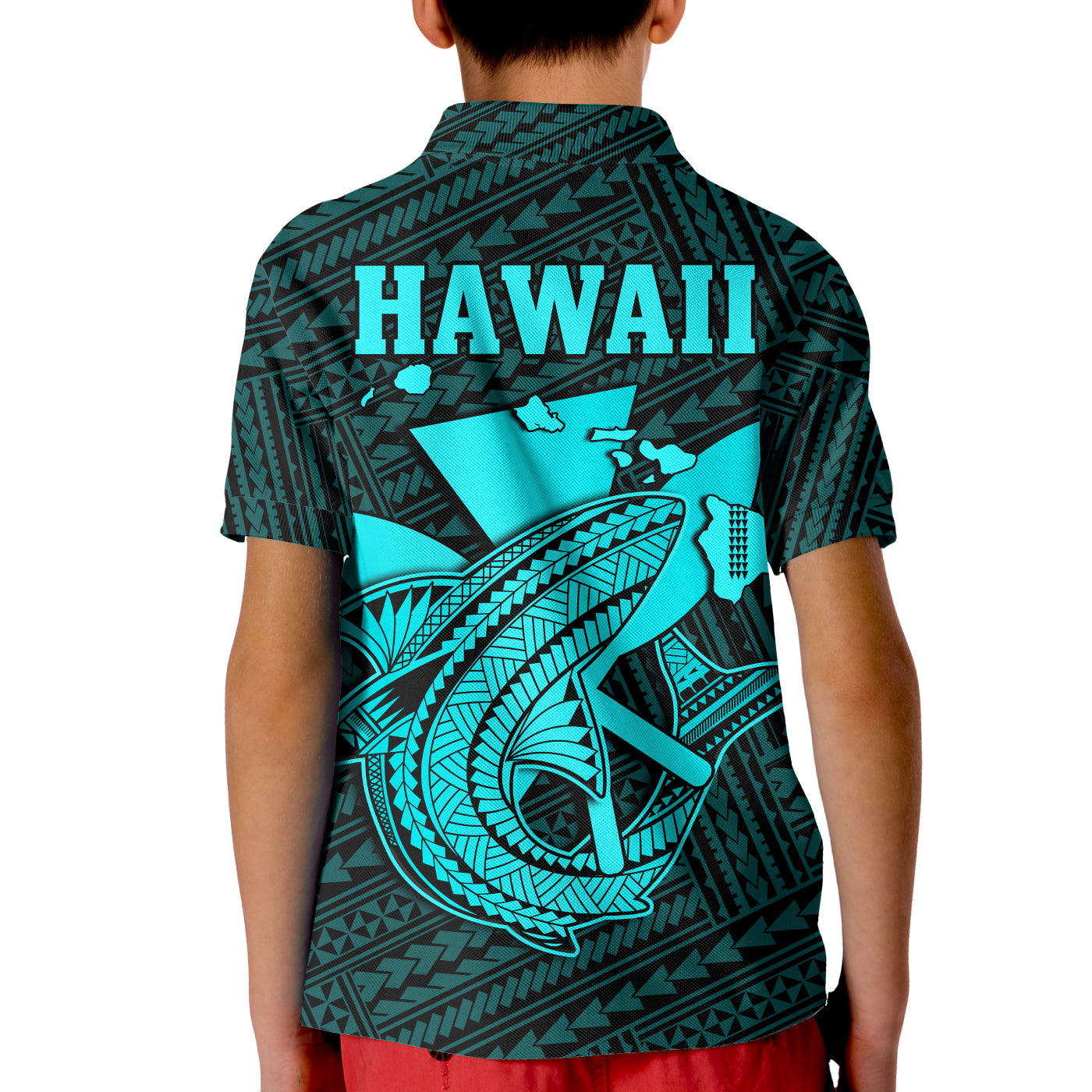 Custom Hawaii Polo Shirt Kakau Kanaka Maoli Combine Polynesian Shark Ver.04 LT14
