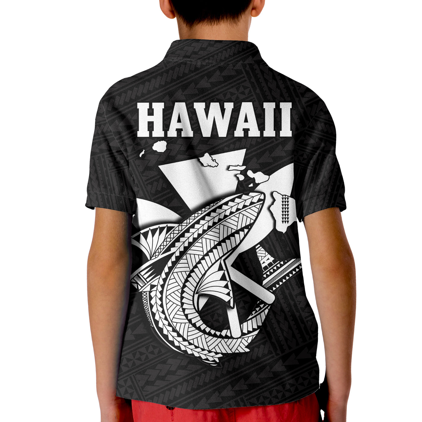 Custom Hawaii Polo Shirt Kakau Kanaka Maoli Combine Polynesian Shark Ver.07 LT14