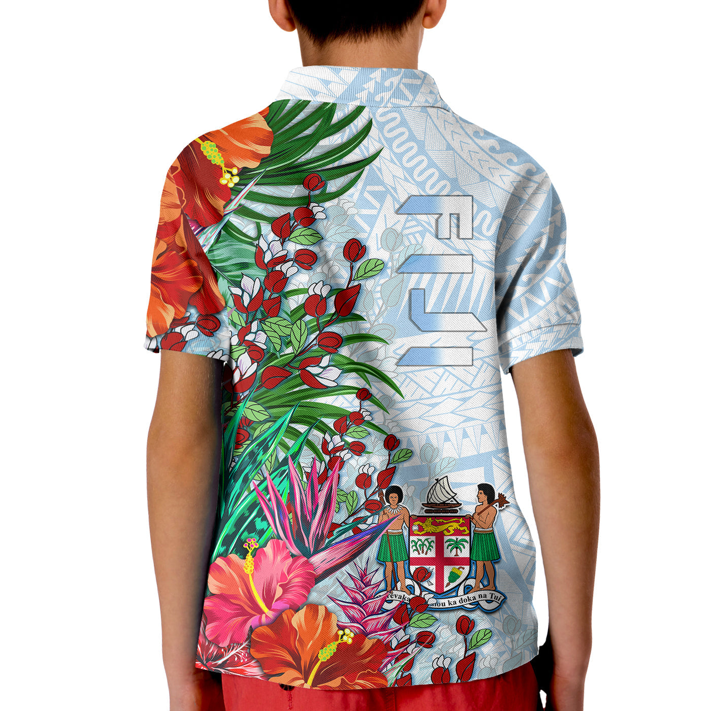 Custom Fiji Polo Shirt Proud Fijian Tapa mix Tagimoucia Flowers LT13