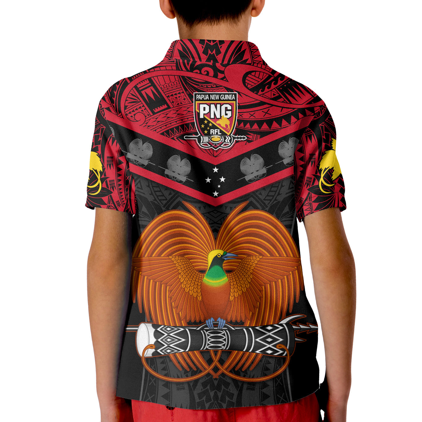 Papua New Guinea Rugby Polo Shirt PNG Kumuls Bird Of Paradise Black LT14