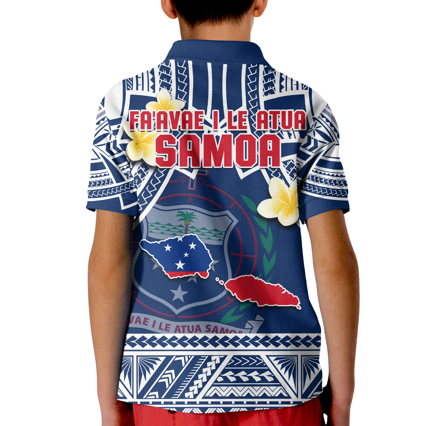 Samoa Polo Shirt Samoan Plumeria Flowers Mix Polynesian Pattern LT14