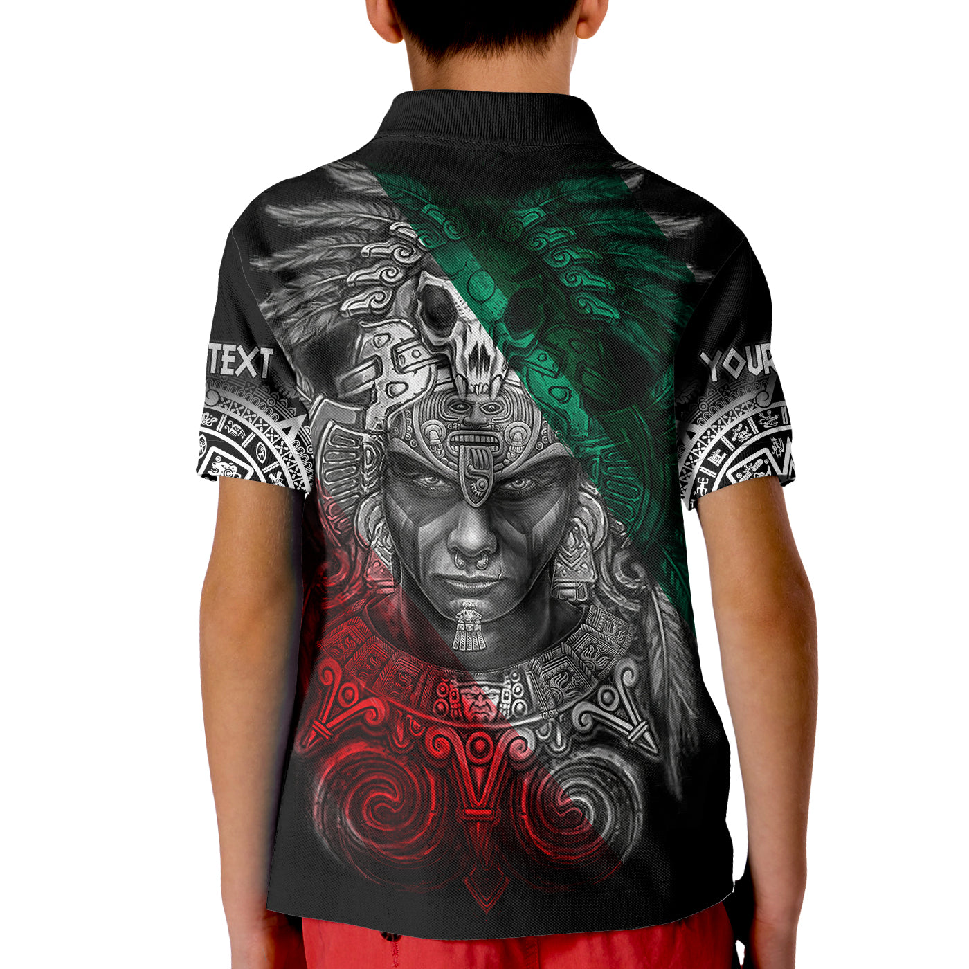 Custom Mexico Polo Shirt Warrior Eagle Aztec LT13