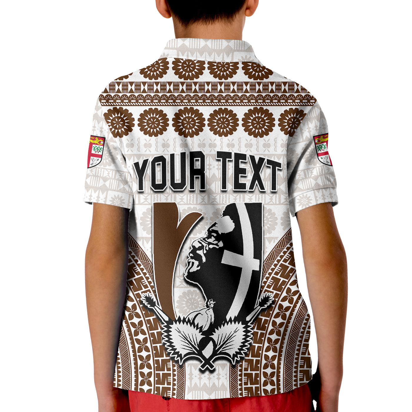 Custom Fiji Rugby Bati Polo Shirt KID Proud Tapa Pattern LT13