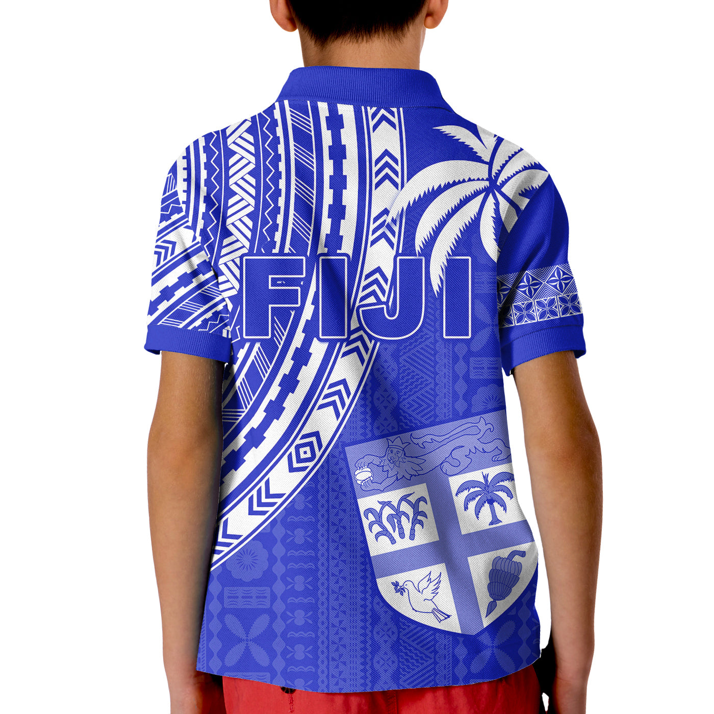 Fiji Rugby Sevens Polo Shirt Fijian 7s Tapa Polynesian Blue Ver.02 LT13