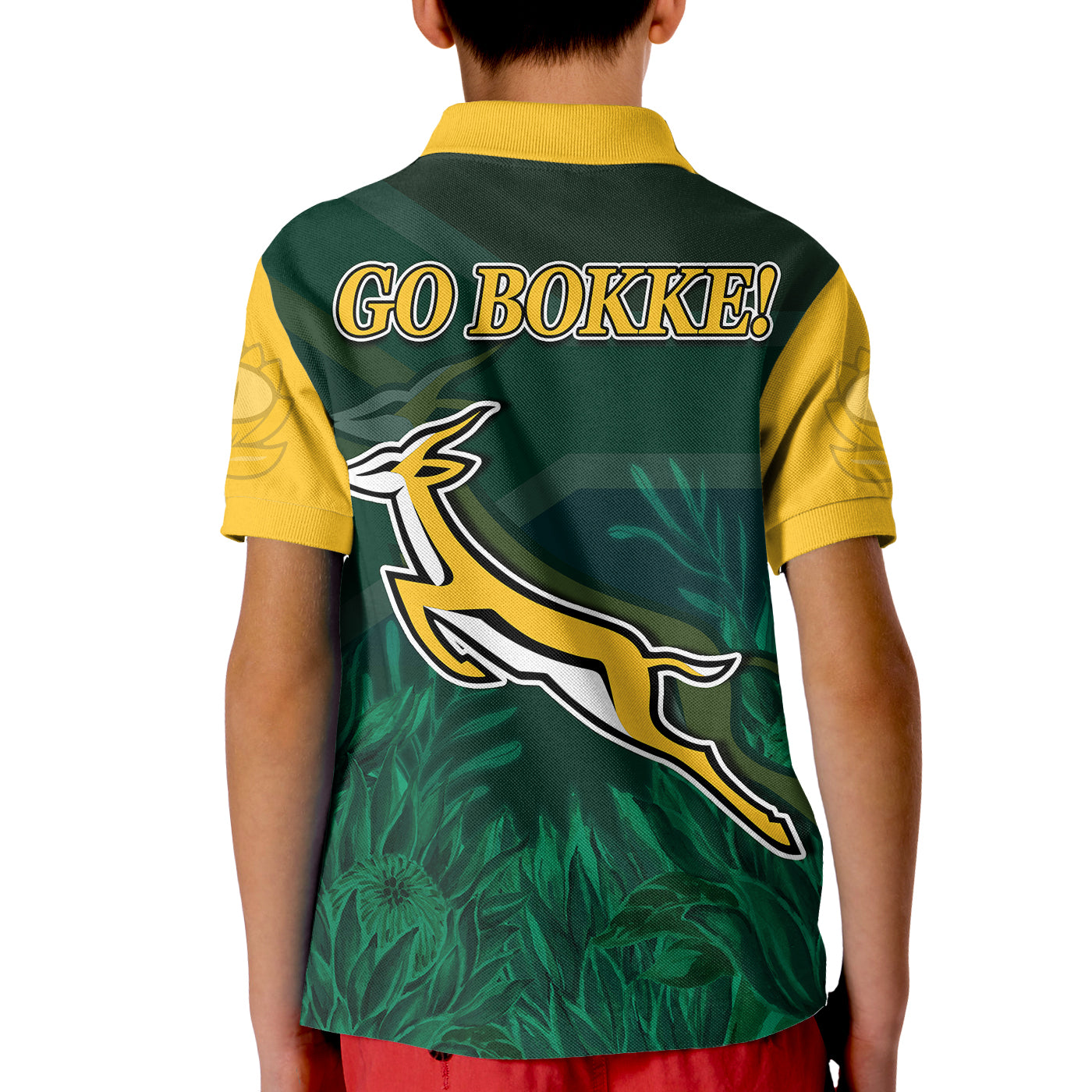 South Africa Rugby Polo Shirt Springboks King Protea Go Bokke LT13
