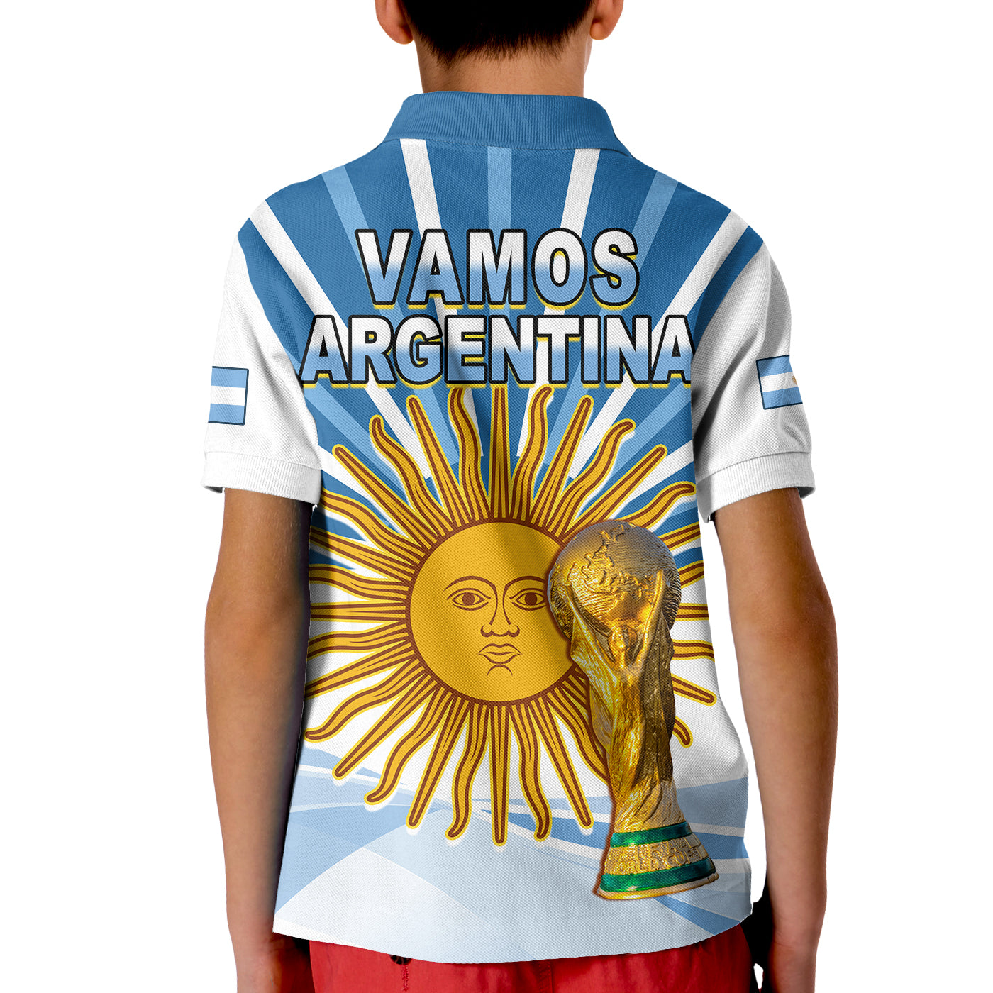 Argentina Football Polo Shirt The Sun WC2022 Soccer Vamos La Albiceleste LT13