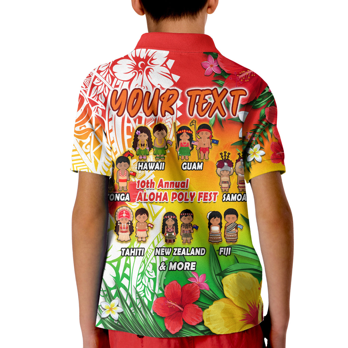 Custom Aloha Poly Fest Polo Shirt Polynesian Pattern With Tropical Flowers LT14