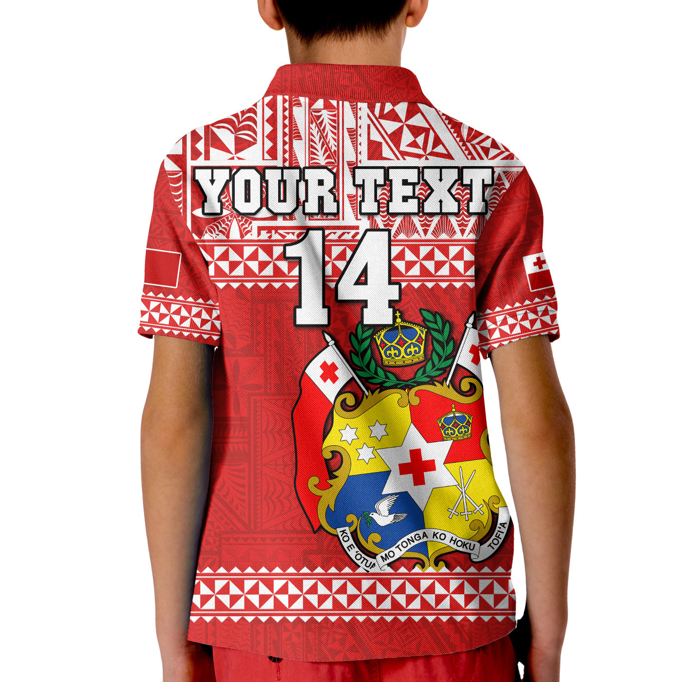 Custom Text And Number Tonga Rugby Polo Shirt KID Mate Maa Tonga Pacific Ngatu White LT14