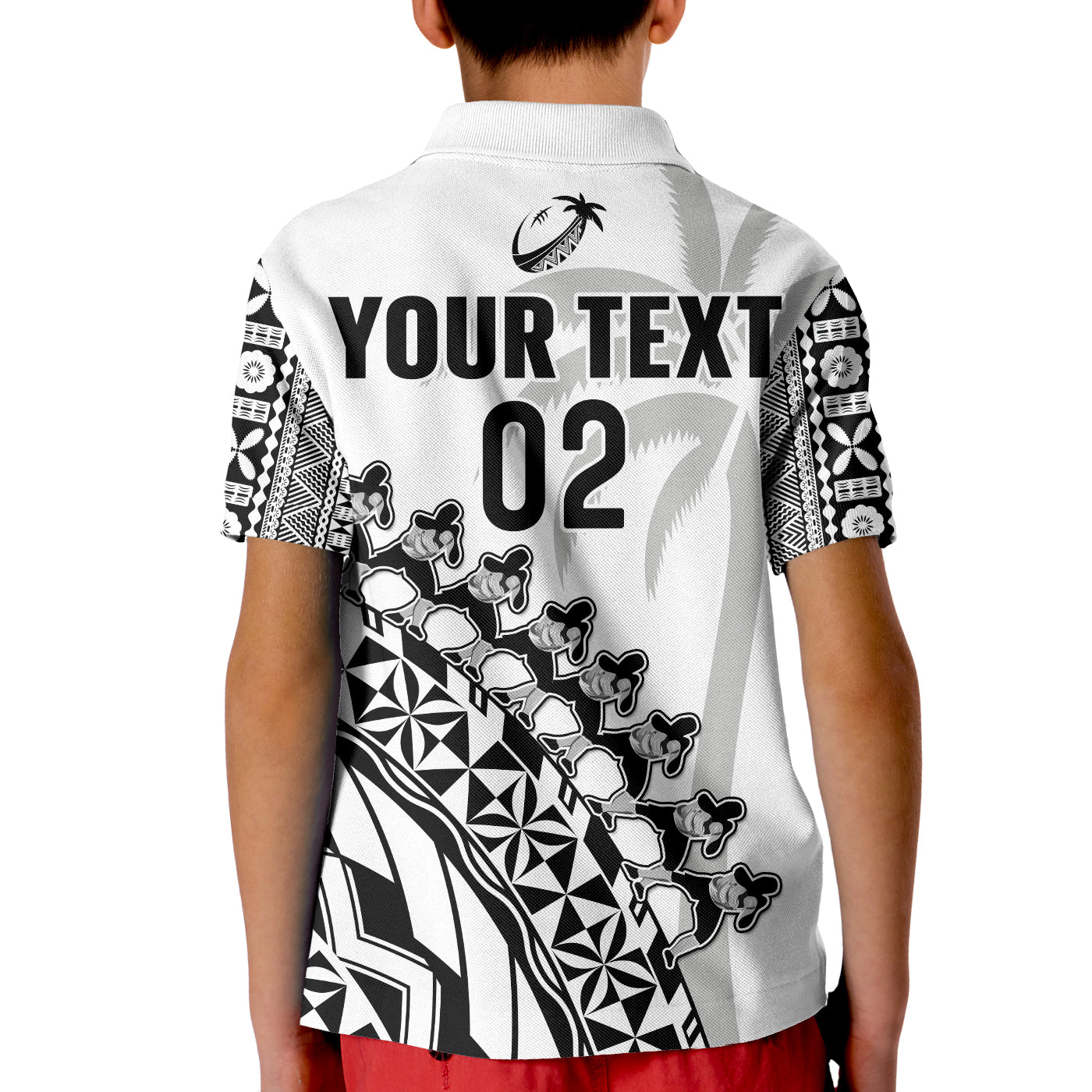 Custom Text And Number Fiji Rugby Polo Shirt Fijian Cibi Dance Tapa Pattern White LT14