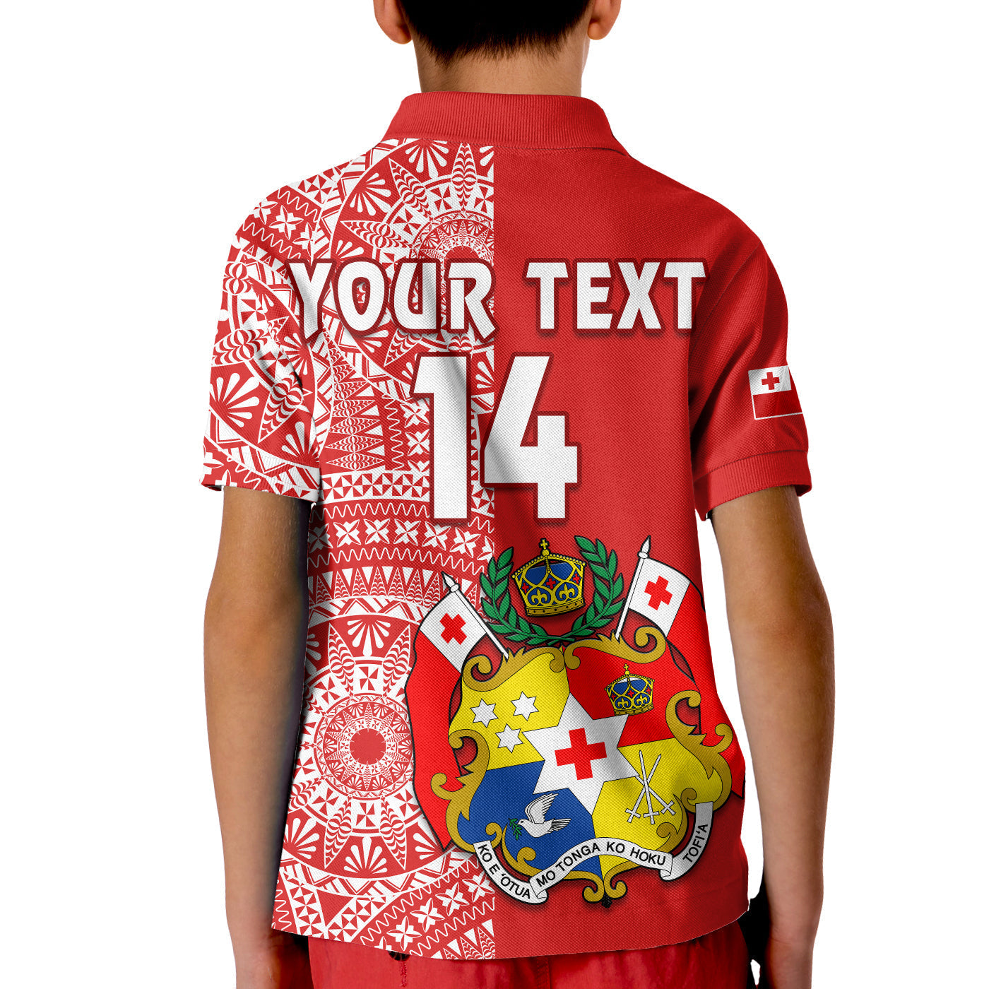 Custom Text And Number Tonga Polo Shirt Tongan Coat Of Arms Ngatu Pattern LT14