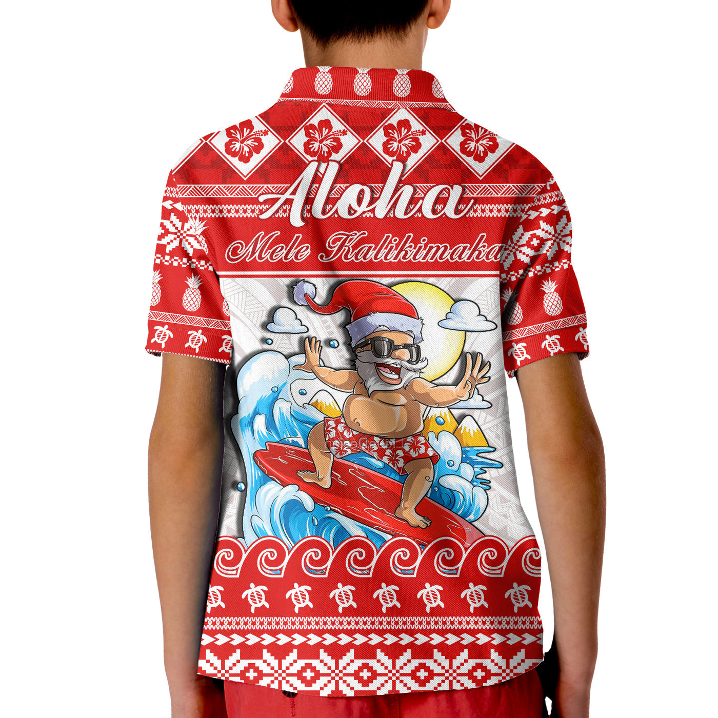 Custom Christmas Hawaii Polo Shirt Surfing Santa Mele Kalikimaka Polynesian LT14