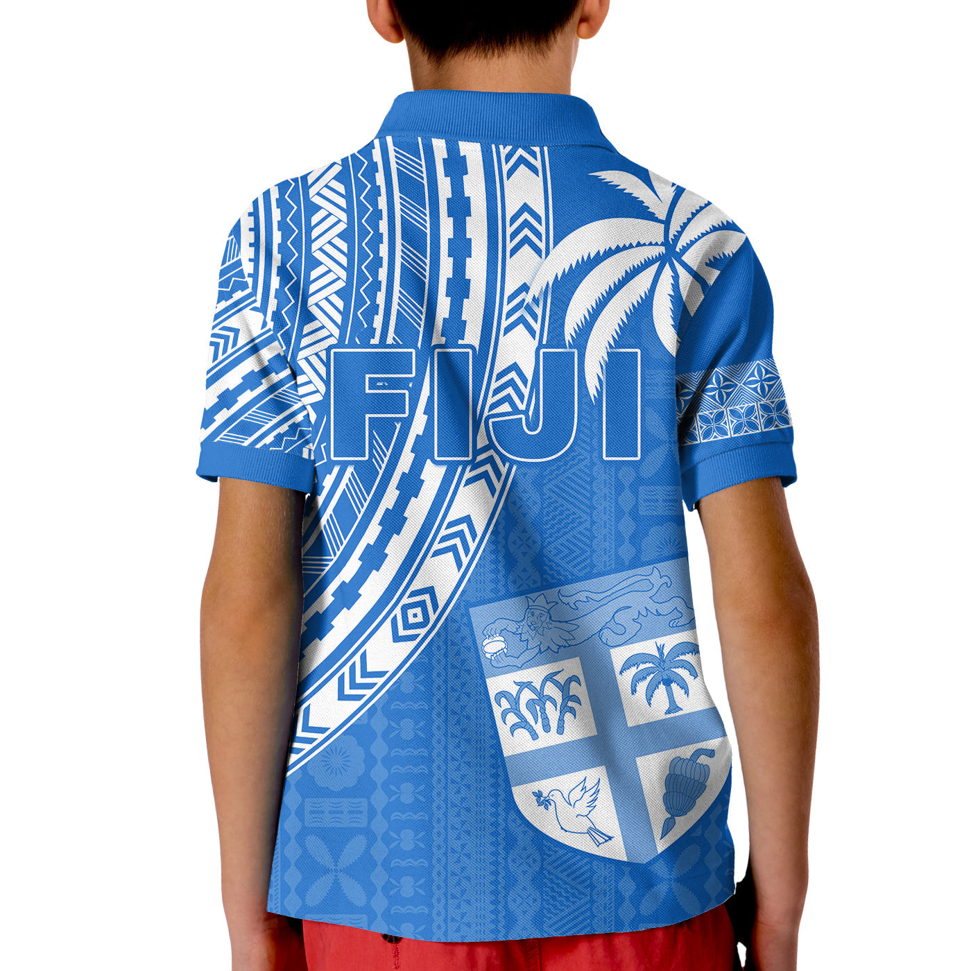 Fiji Rugby Sevens Polo Shirt Fijian 7s Tapa Polynesian Blue Ver.01 LT13