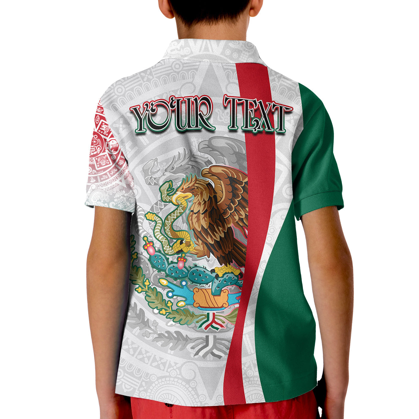 Custom Mexico Polo Shirt Mexican Eagles Aztec Pattern LT13