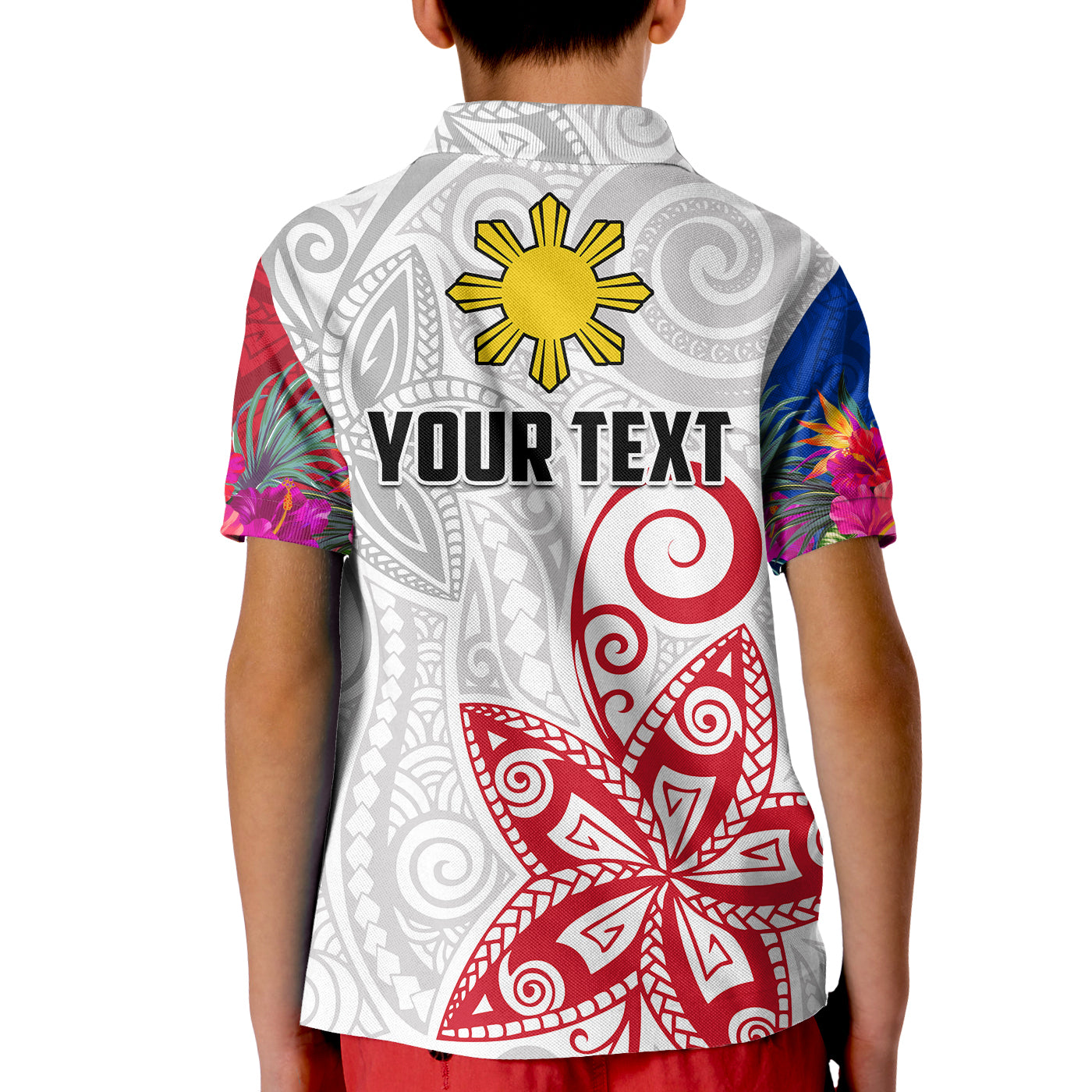 Custom Philippines Polo Shirt Sun Filipino Polynesian mix Flowers Special Vibe LT13