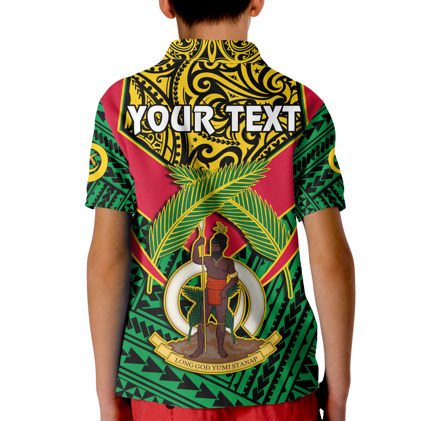Custom Vanuatu Rugby Polo Shirt Coat Of Arms Polynesian Pattern LT14