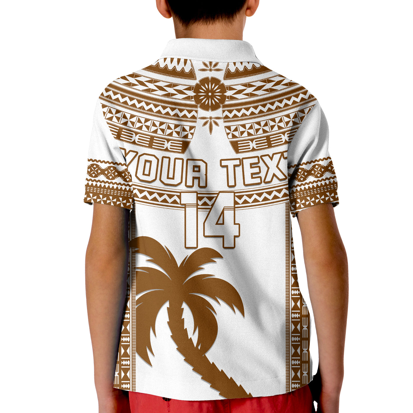 Custom Text And Number Fiji Rugby Polo Shirt Pacific The Bati Brown Fijian Tapa LT14