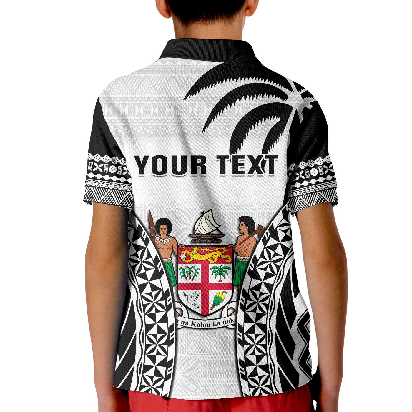 Custom Fiji University Polo Shirt National Fijian Tapa Pattern White LT14