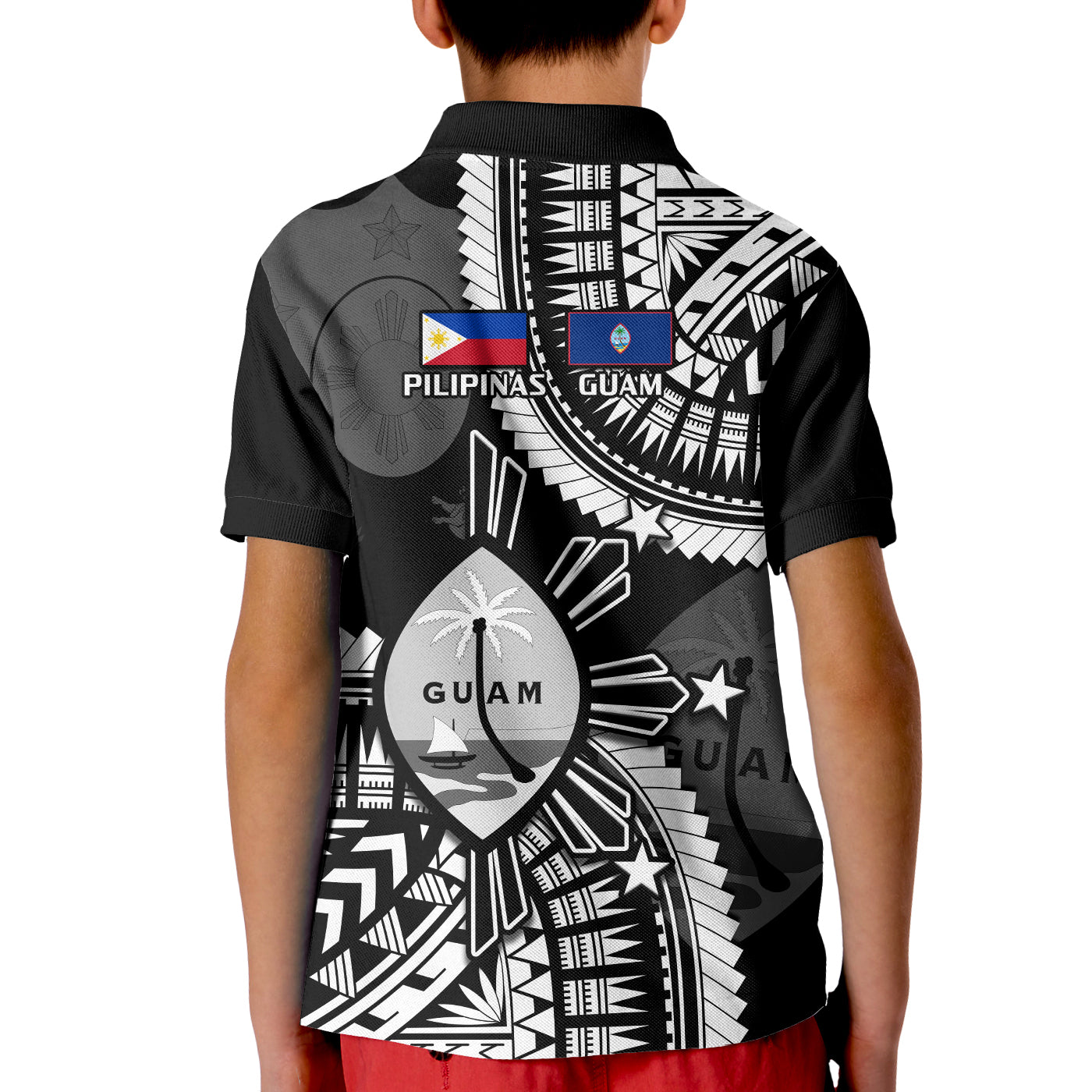 Guam and Philippines Polo Shirt Guaman Filipinas Together Black LT14