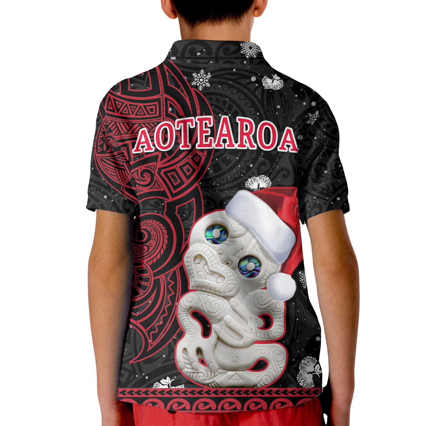 Custom New Zealand Polo Shirt Christmas Hei Tiki Red Pohutukawa Meri Kirihimete LT14