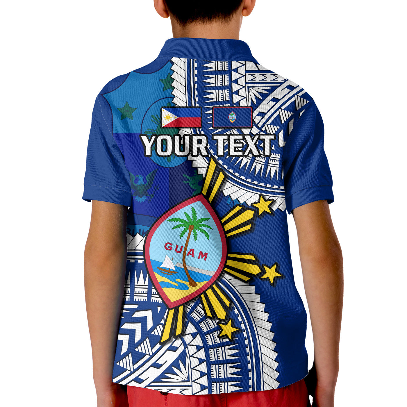 Custom Guam and Philippines Polo Shirt Guaman Filipinas Together Blue LT14