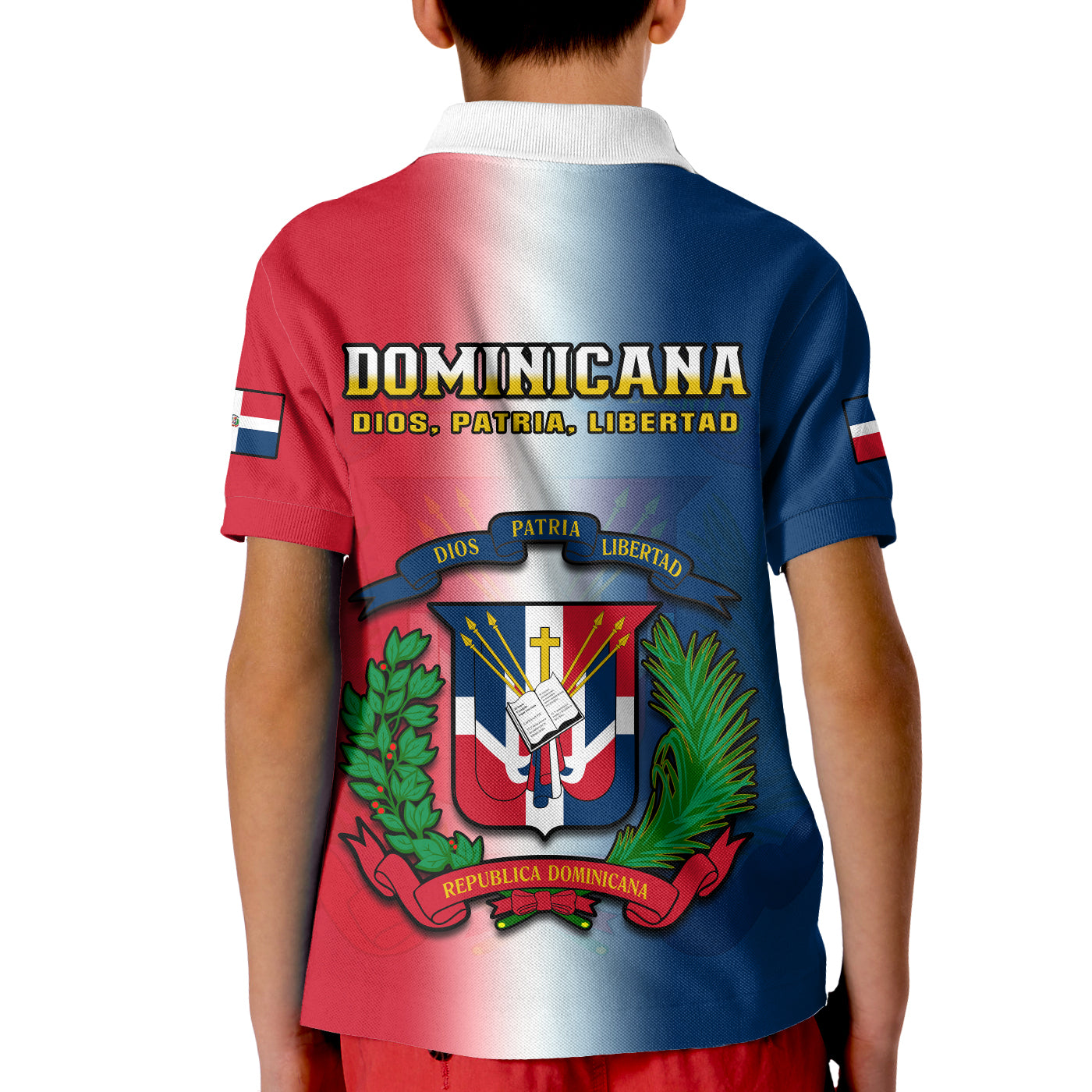 Dominican Republic Polo Shirt Dominicana Coat Of Arms Gradient Style LT14