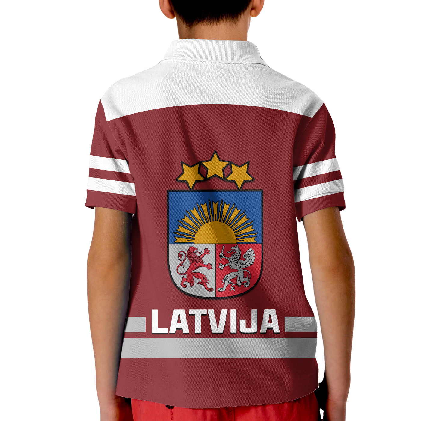 Latvia Hockey Polo Shirt 2023 Red Sporty Style LT14