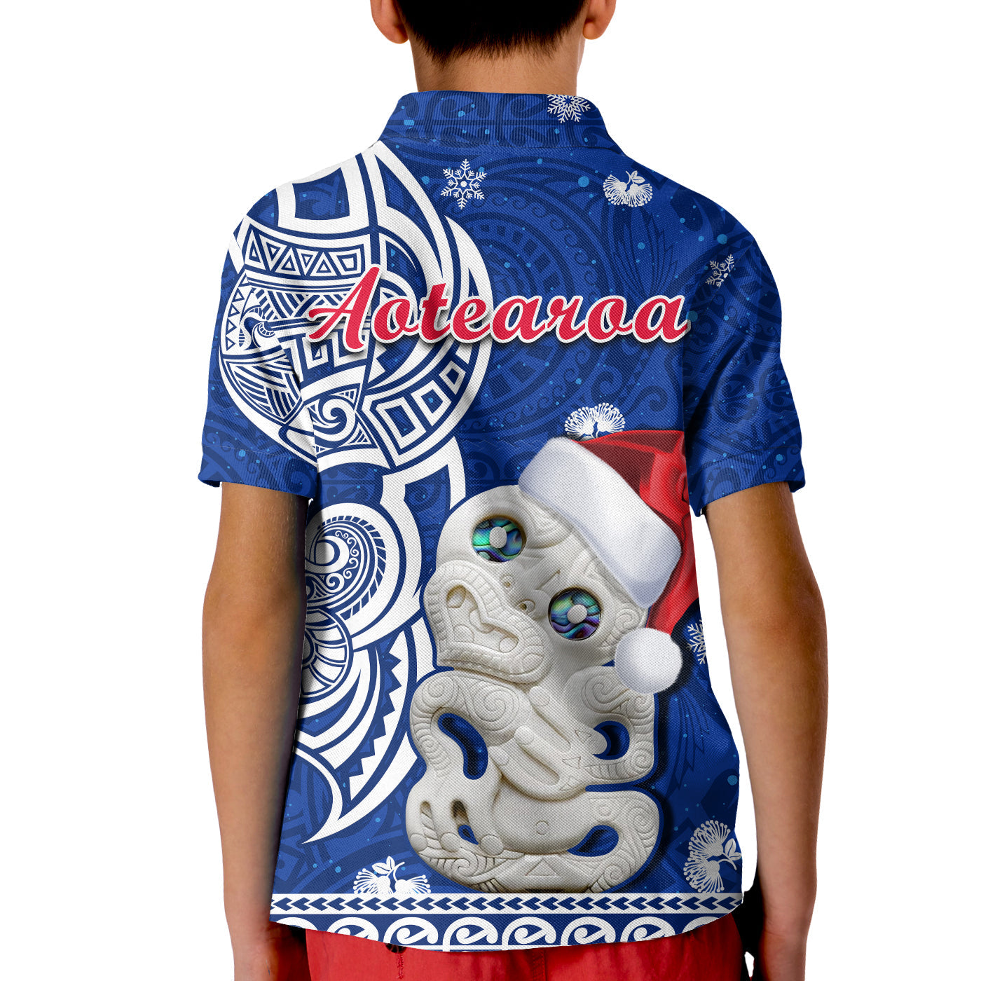 Custom New Zealand Polo Shirt Christmas Hei Tiki Blue Pohutukawa Meri Kirihimete LT14
