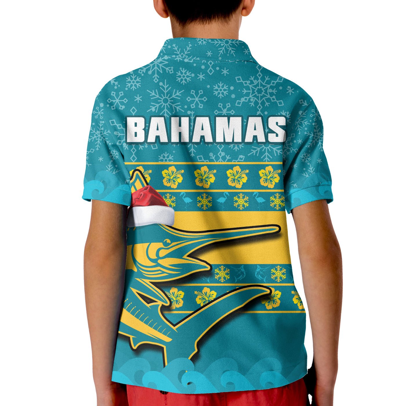 Custom Bahamas Polo Shirt Bahamian Blue Marlin Merry Christmas LT14