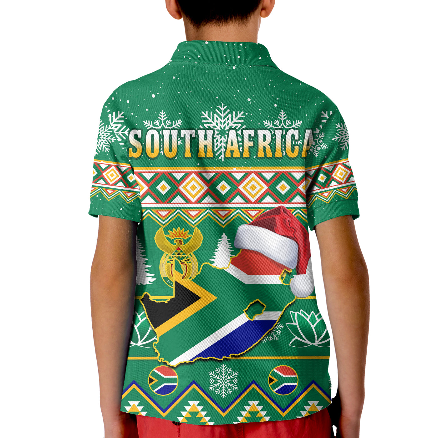 South Africa Polo Shirt Christmas King Protea Geseende Kersfees LT14