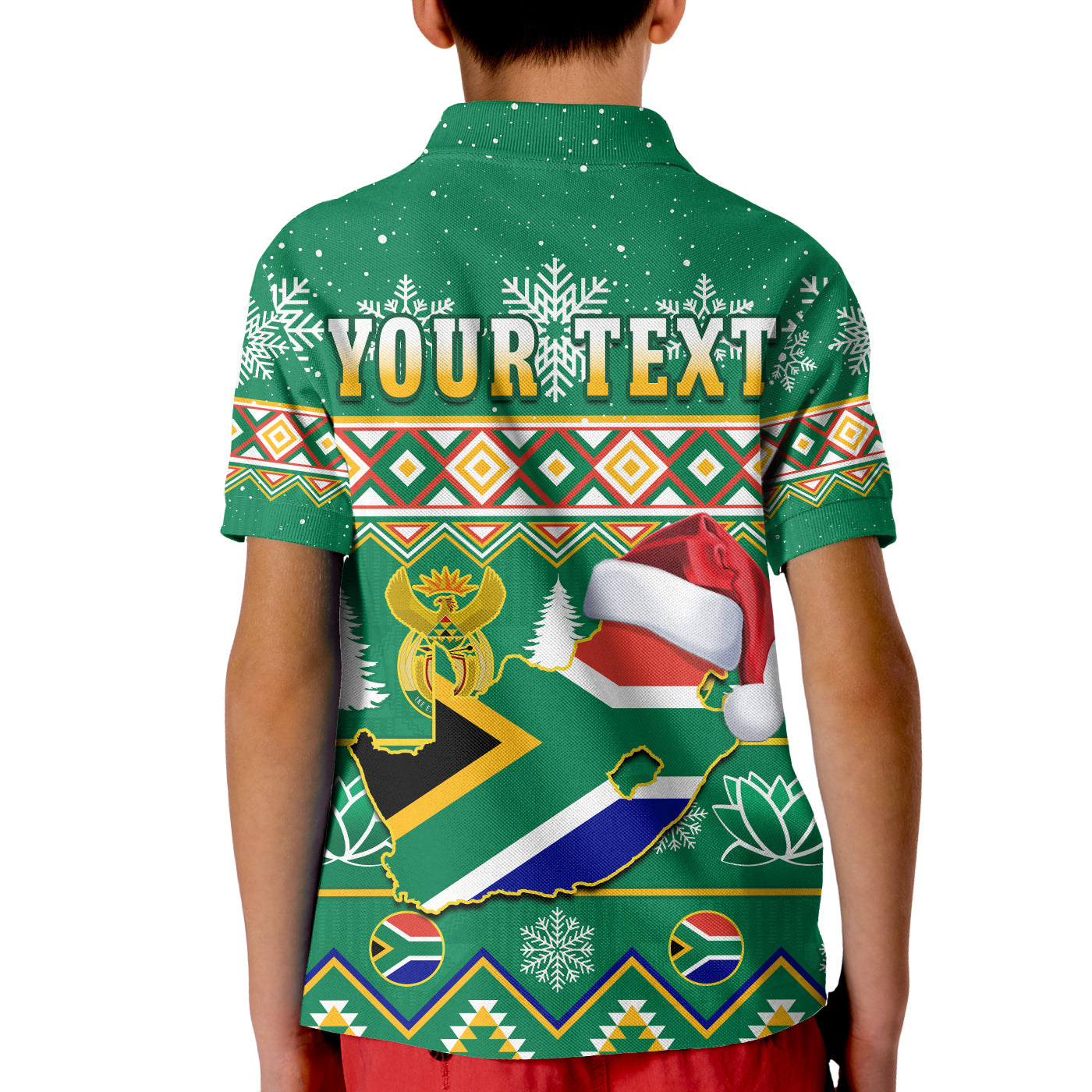 Custom South Africa Polo Shirt Christmas King Protea Geseende Kersfees LT14
