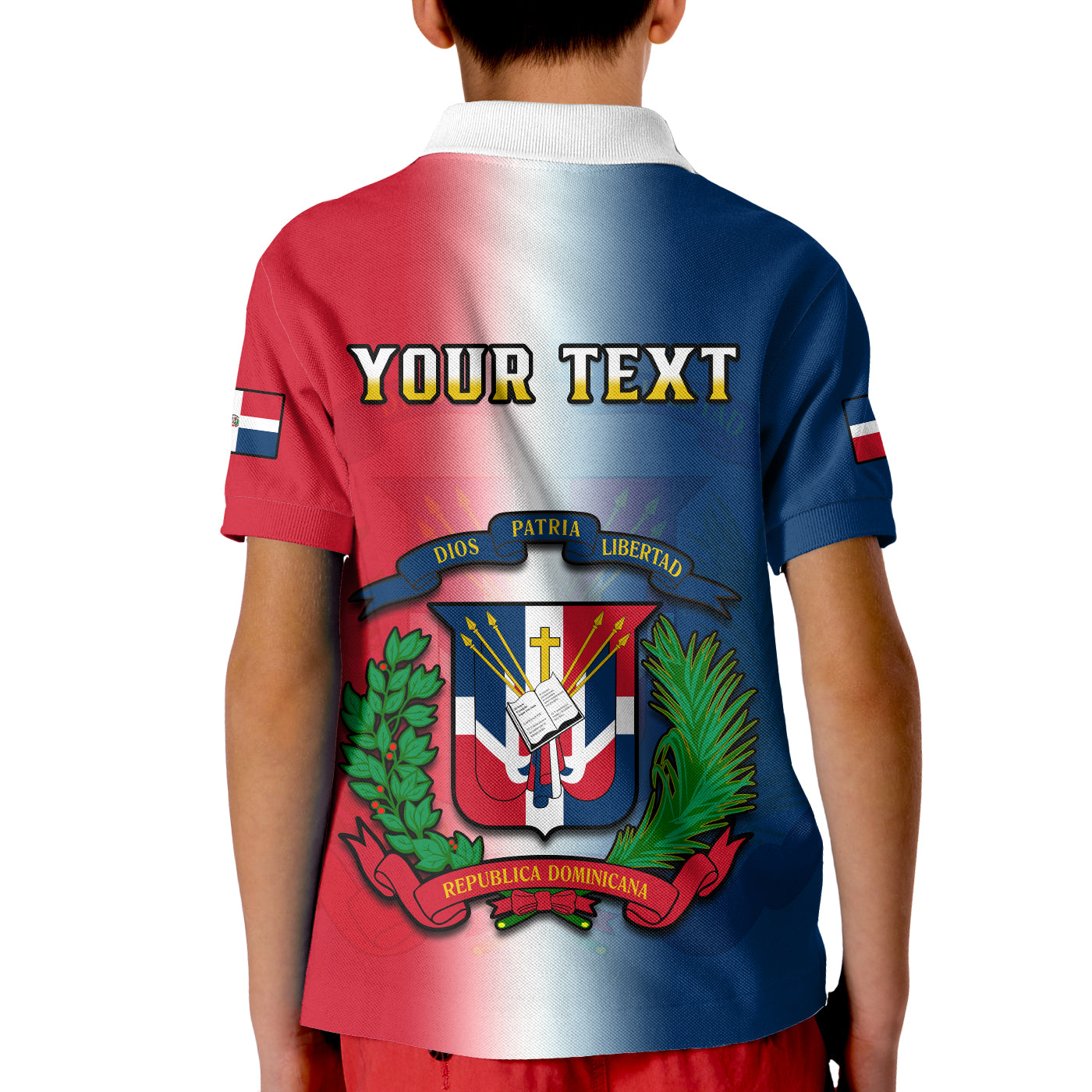 Custom Dominican Republic Polo Shirt Dominicana Coat Of Arms Gradient Style LT14