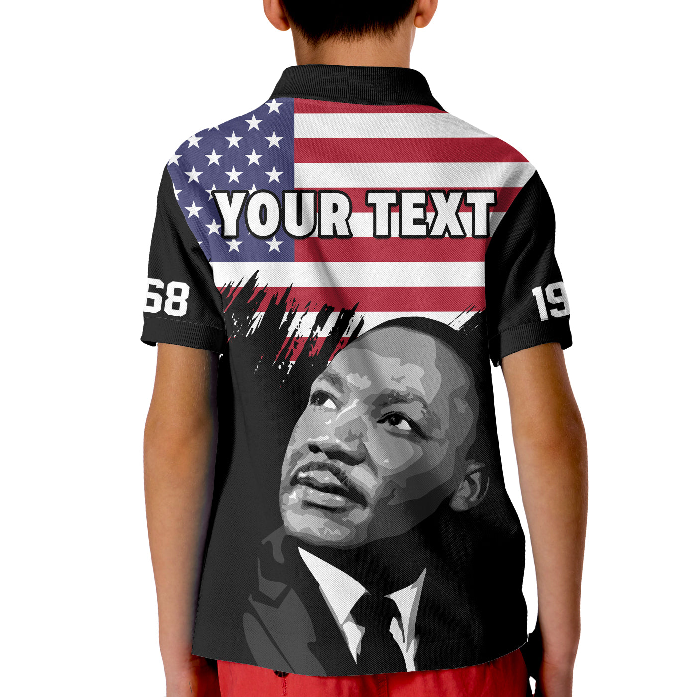 Custom United States Polo Shirt United States Happy MLK Day Flag Grunge Style LT14