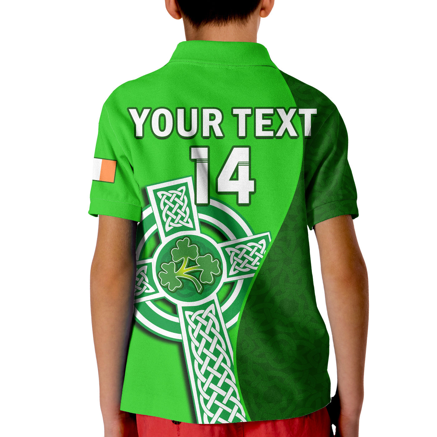 (Custom Text And Number) Ireland Cricket Polo Shirt Irish Flag Celtic Cross Sporty Style LT14