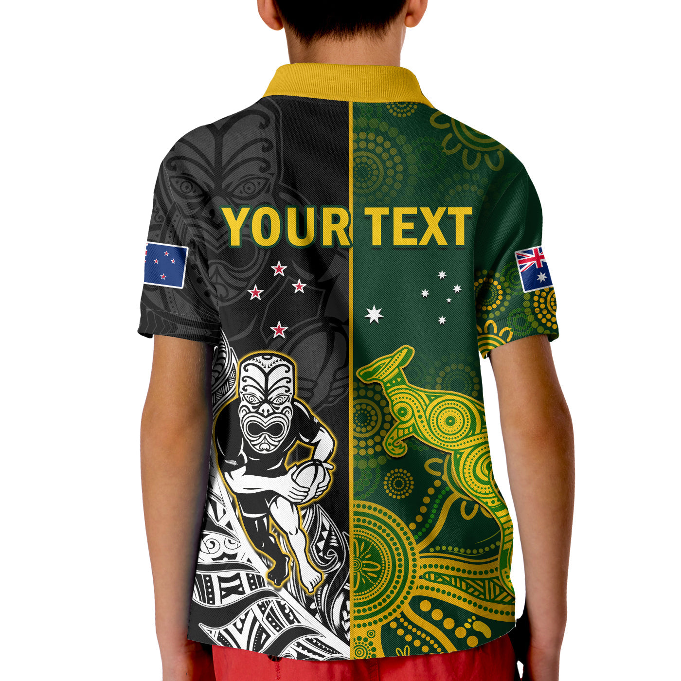 Custom Australia Rugby Mix Aotearoa Rugby Polo Shirt Wallabies All Black Special Version LT14