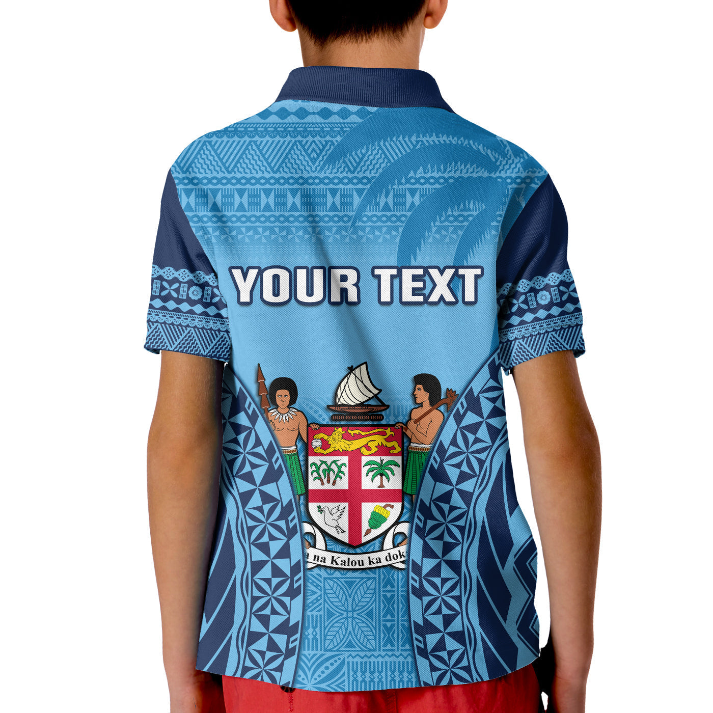 Custom Fiji University Polo Shirt National Fijian Tapa Pattern Blue LT14