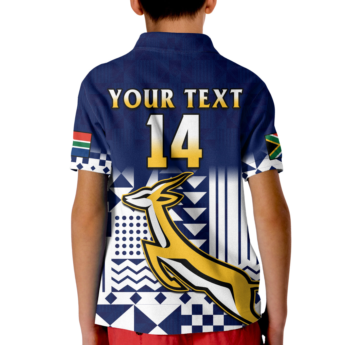 (Custom Text And Number) South Africa Rugby Polo Shirt Outgoing Tour Go Springboks LT14