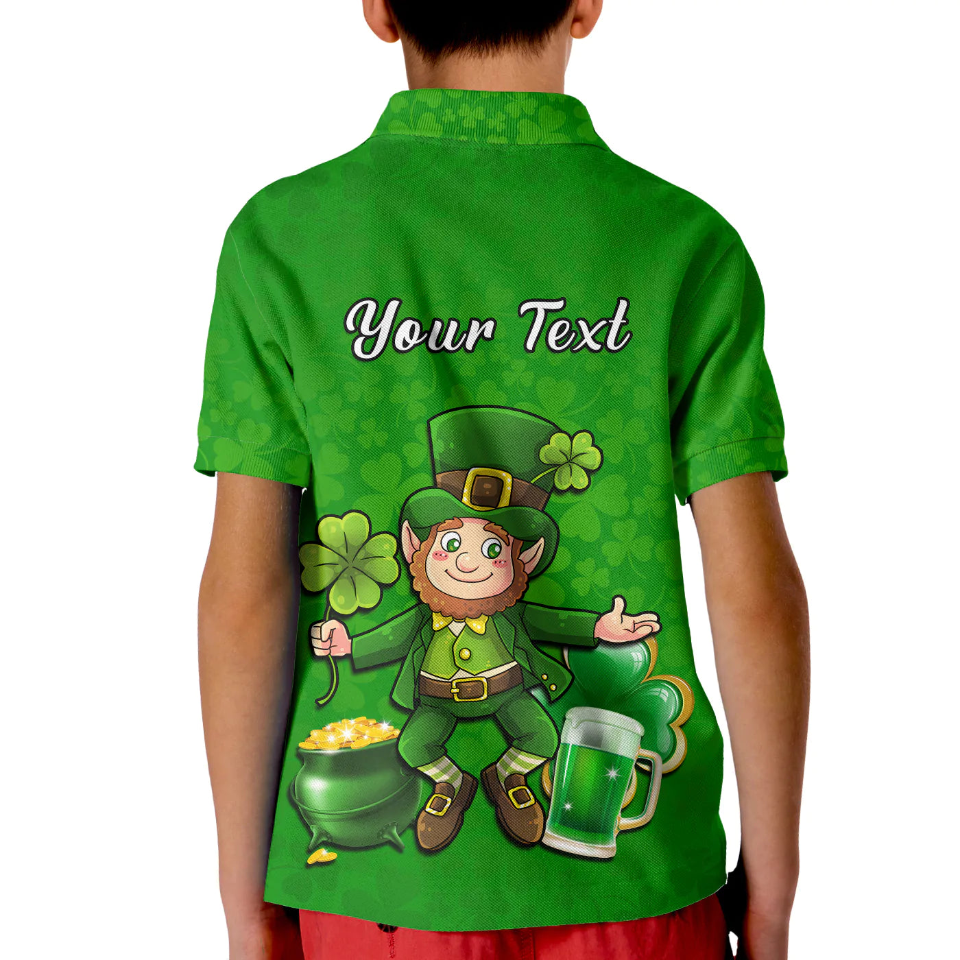 Custom Ireland Polo Shirt Saint Patricks Day Happy Leprechaun And Shamrock LT14