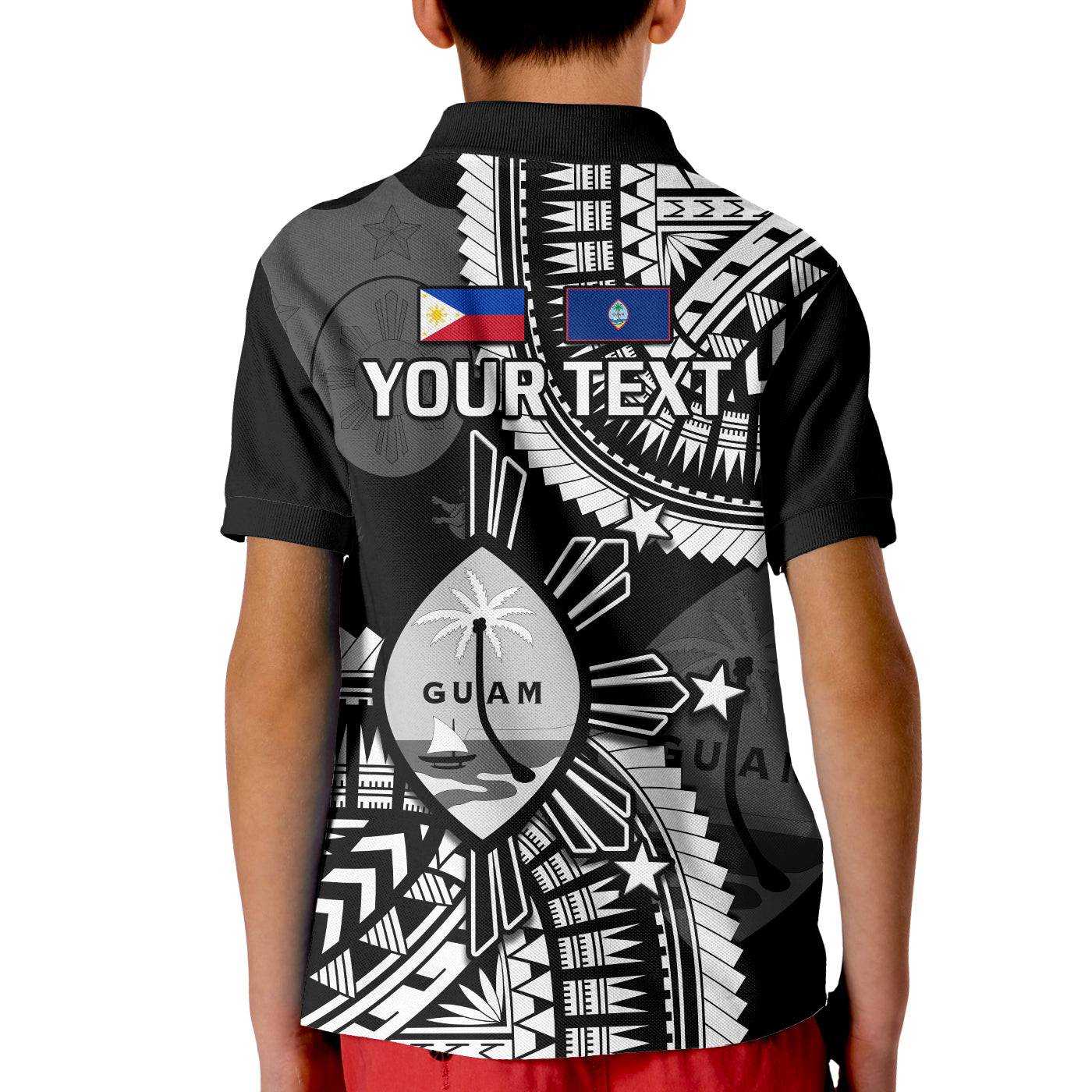 Custom Guam and Philippines Polo Shirt Guaman Filipinas Together Black LT14