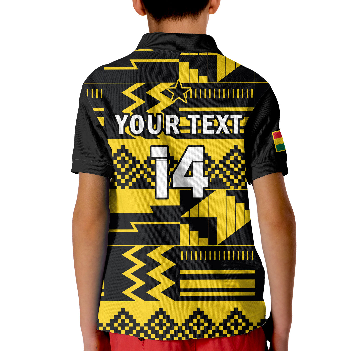 (Custom Text And Number) Ghana Football Polo Shirt Black Stars Kente Football 2022 Yellow LT14