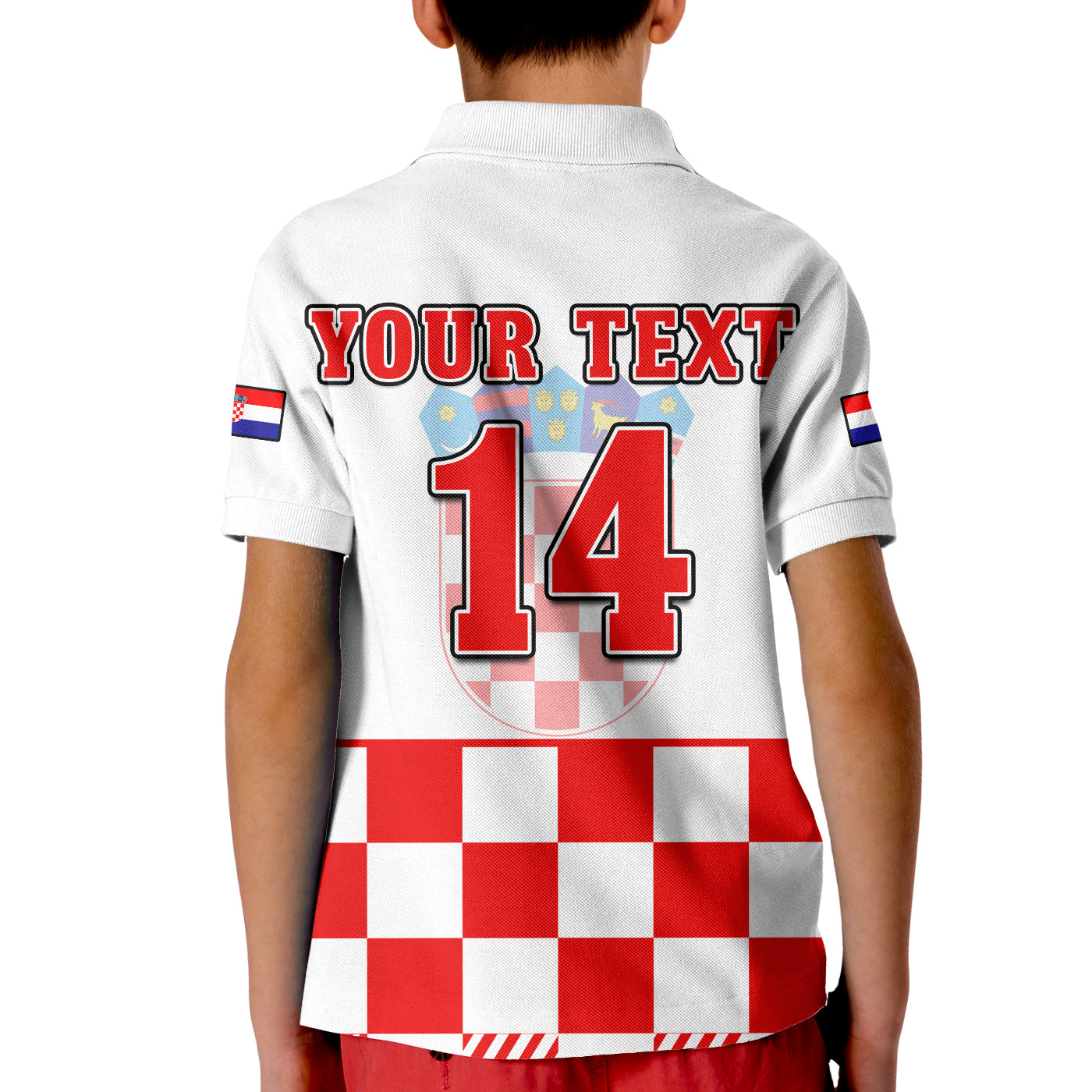 (Custom Text And Number) Croatia Football Polo Shirt Hrvatska Checkerboard Red Version LT14