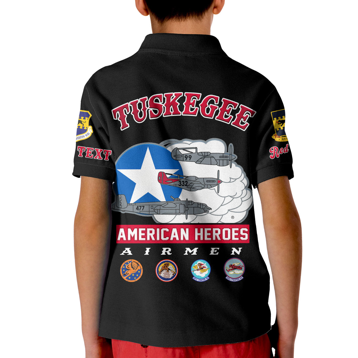 Custom Tuskegee Airmen Polo Shirt Red Tail Angels American Heros LT14