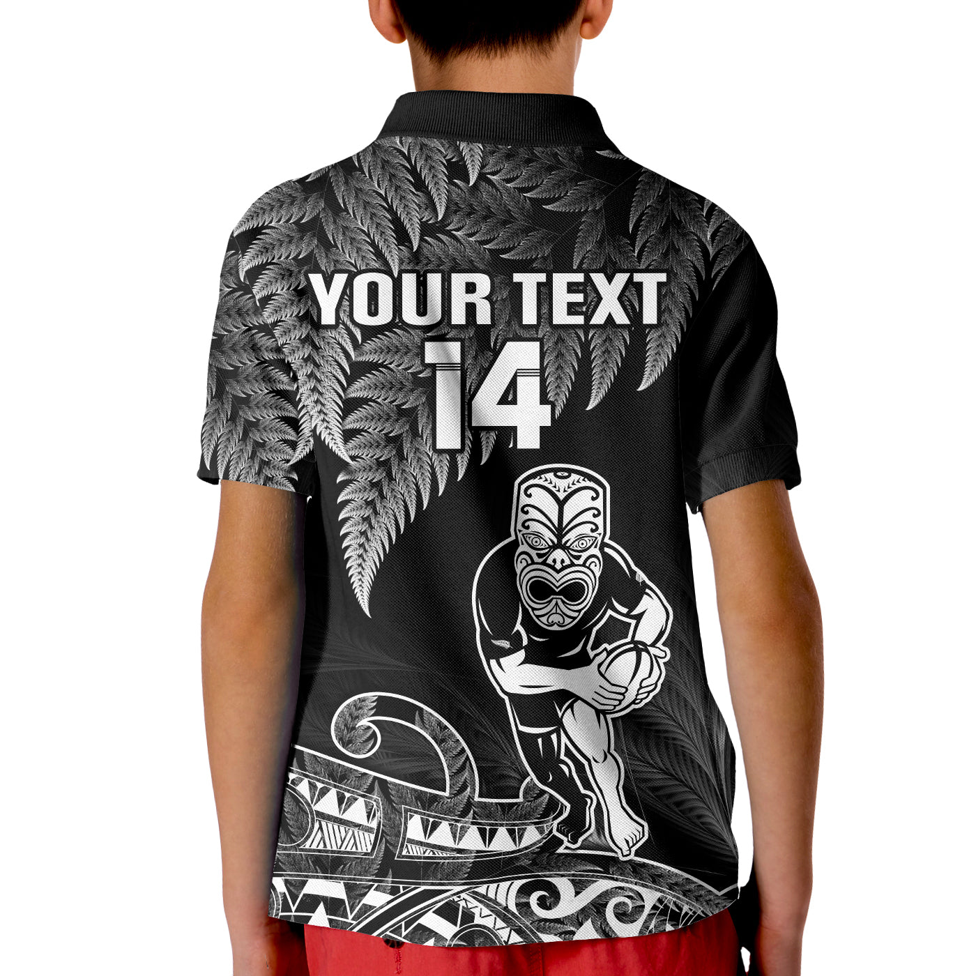 (Custom Text And Number) New Zealand Silver Fern Rugby Polo Shirt All Black Koru Maori LT14