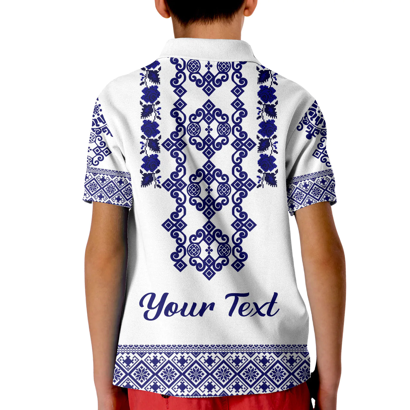 Custom Ukraine Polo Shirt Navy Ukrainian Folk LT14