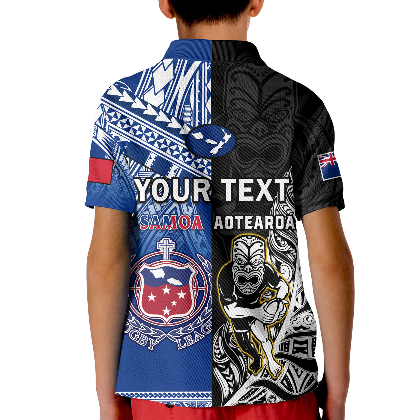 Custom All Black And Toa Samoa Rugby Polo Shirt NZ Maori Fern Mix Polynesian LT14