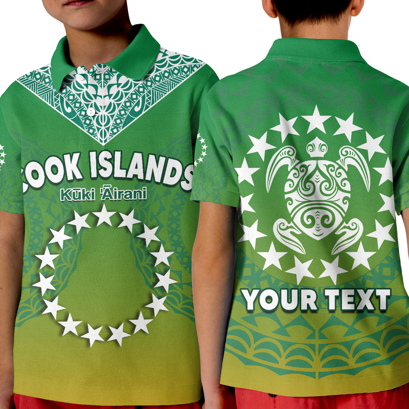 Custom Cook Islands Polo Shirt Circle Pattern Mix Sea Turtle Green Version LT14