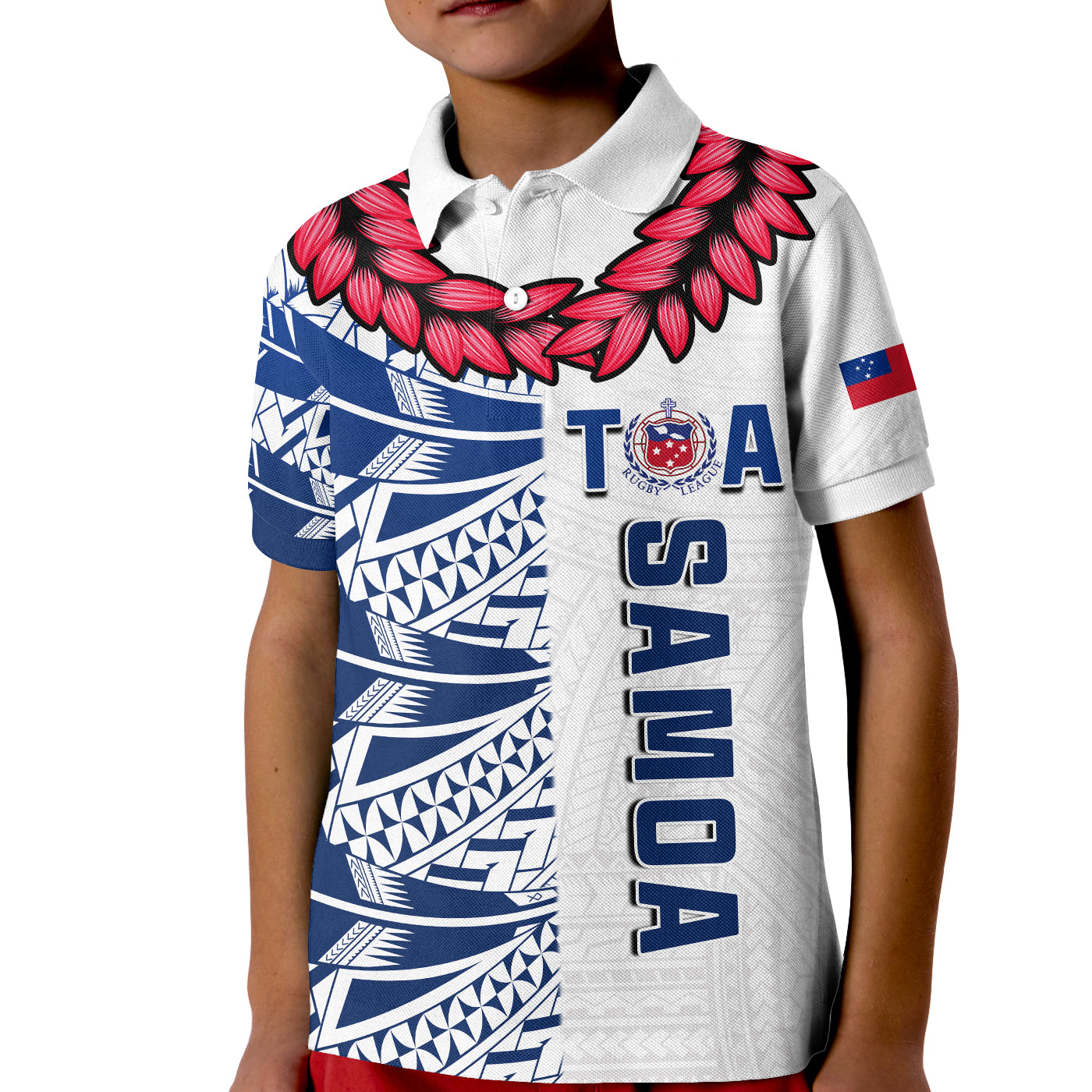(Custom Personalise Text and Number) Toa Samoa Rugby Polo Shirt Siamupini Ula Fala White LT13